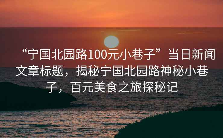 “寧國北園路100元小巷子”當日新聞文章標題，揭秘寧國北園路神秘小巷子，百元美食之旅探秘記