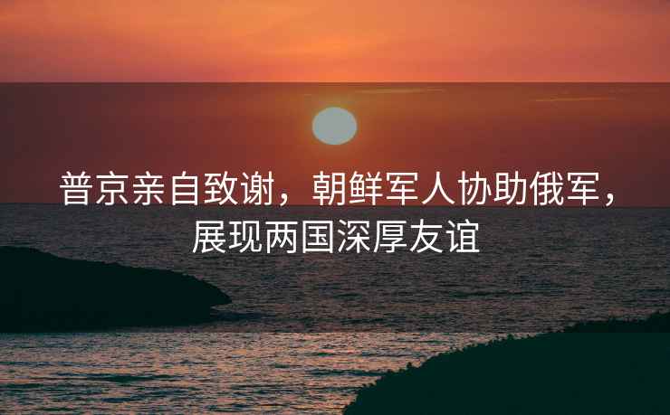 普京親自致謝，朝鮮軍人協(xié)助俄軍，展現兩國深厚友誼