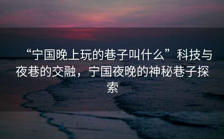 “寧國晚上玩的巷子叫什么”科技與夜巷的交融，寧國夜晚的神秘巷子探索