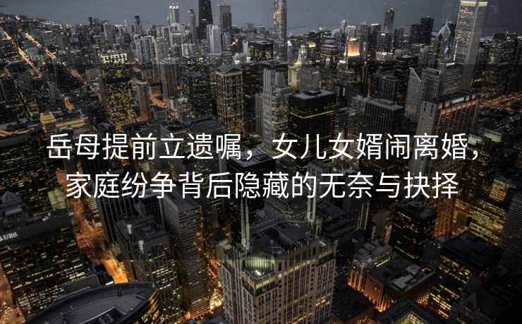 岳母提前立遺囑，女兒女婿鬧離婚，家庭紛爭背后隱藏的無(wú)奈與抉擇