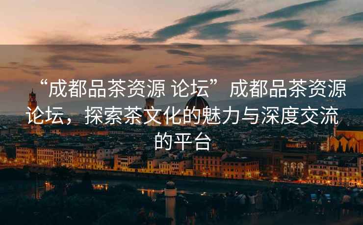 “成都品茶資源 論壇”成都品茶資源論壇，探索茶文化的魅力與深度交流的平臺
