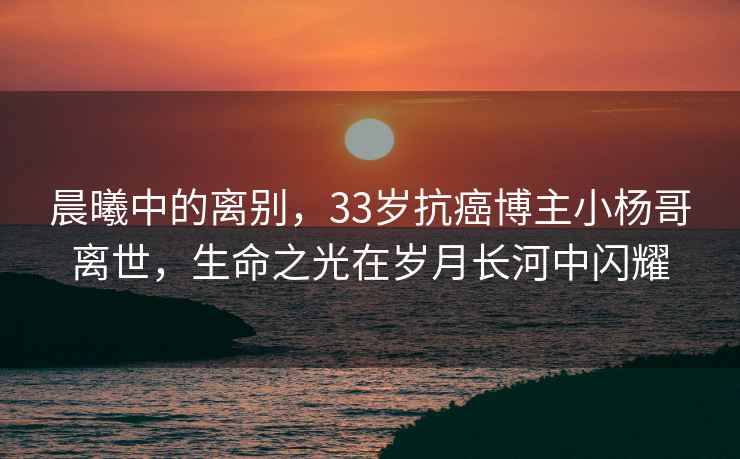 晨曦中的離別，33歲抗癌博主小楊哥離世，生命之光在歲月長(cháng)河中閃耀