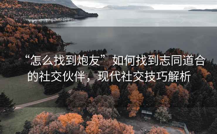 “怎么找到炮友”如何找到志同道合的社交伙伴，現代社交技巧解析
