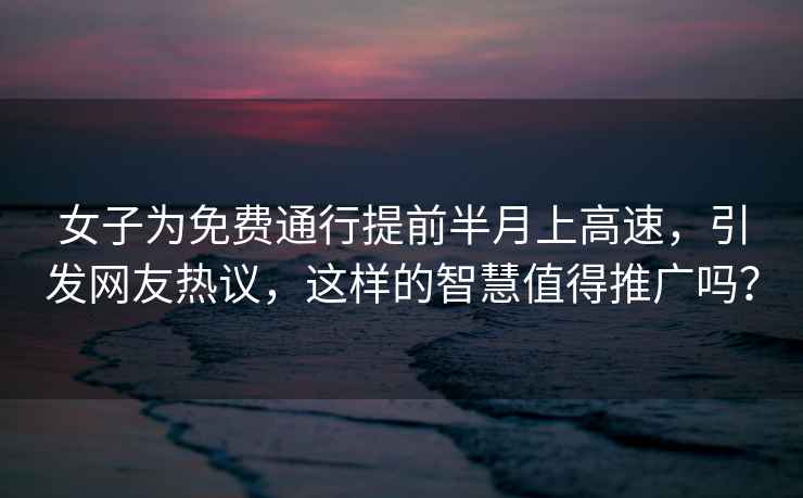 女子為免費通行提前半月上高速，引發(fā)網(wǎng)友熱議，這樣的智慧值得推廣嗎？