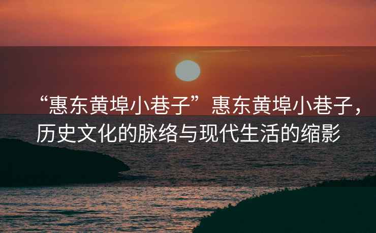 “惠東黃埠小巷子”惠東黃埠小巷子，歷史文化的脈絡(luò )與現代生活的縮影