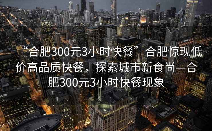 “合肥300元3小時(shí)快餐”合肥驚現低價(jià)高品質(zhì)快餐，探索城市新食尚—合肥300元3小時(shí)快餐現象