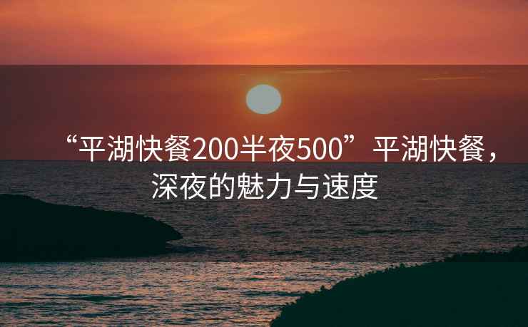 “平湖快餐200半夜500”平湖快餐，深夜的魅力與速度