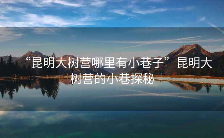 “昆明大樹(shù)營(yíng)哪里有小巷子”昆明大樹(shù)營(yíng)的小巷探秘