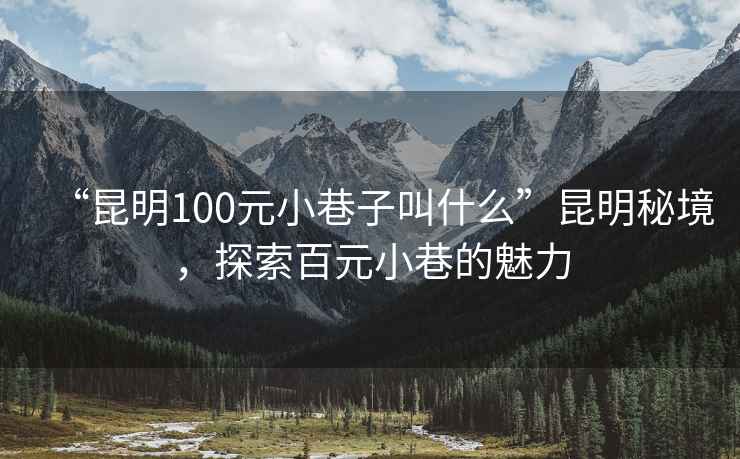 “昆明100元小巷子叫什么”昆明秘境，探索百元小巷的魅力