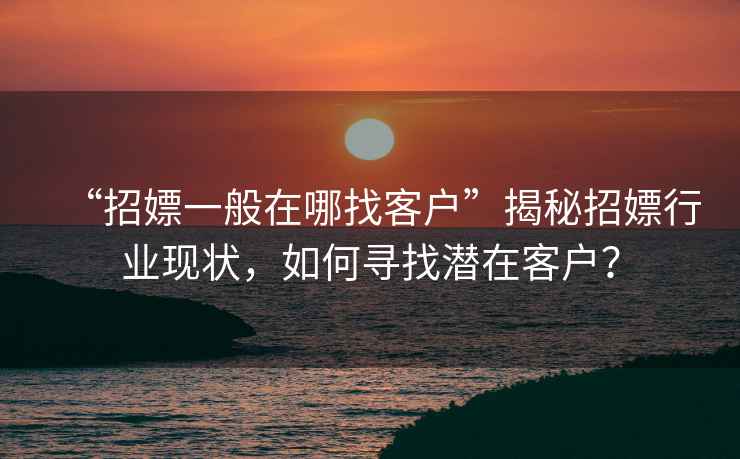 “招嫖一般在哪找客戶(hù)”揭秘招嫖行業(yè)現狀，如何尋找潛在客戶(hù)？