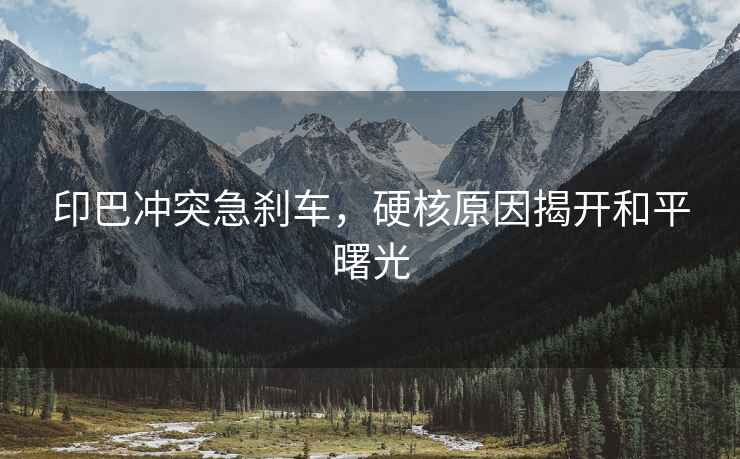 印巴沖突急剎車(chē)，硬核原因揭開(kāi)和平曙光