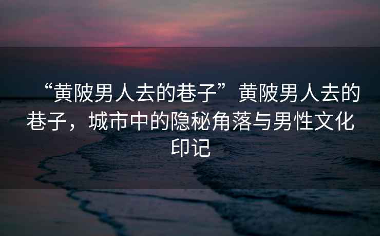 “黃陂男人去的巷子”黃陂男人去的巷子，城市中的隱秘角落與男性文化印記