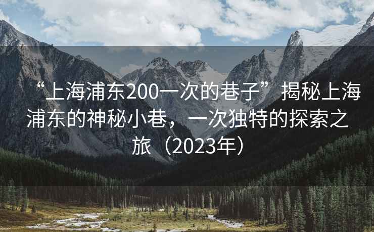 “上海浦東200一次的巷子”揭秘上海浦東的神秘小巷，一次獨特的探索之旅（2023年）