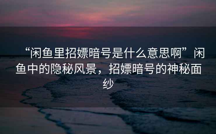 “閑魚(yú)里招嫖暗號是什么意思啊”閑魚(yú)中的隱秘風(fēng)景，招嫖暗號的神秘面紗