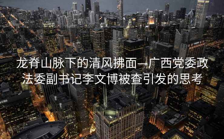 龍脊山脈下的清風(fēng)拂面—廣西黨委政法委副書(shū)記李文博被查引發(fā)的思考