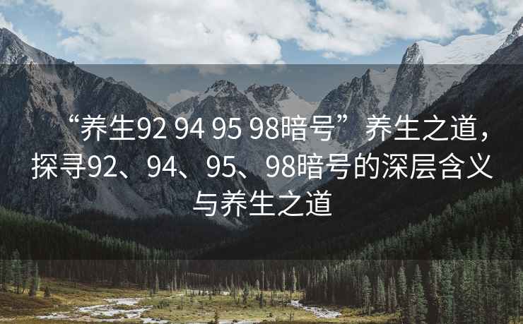 “養生92 94 95 98暗號”養生之道，探尋92、94、95、98暗號的深層含義與養生之道