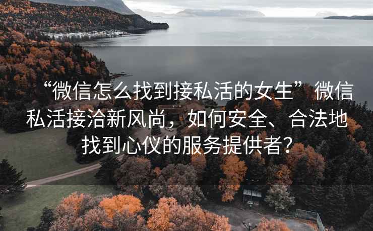 “微信怎么找到接私活的女生”微信私活接洽新風(fēng)尚，如何安全、合法地找到心儀的服務(wù)提供者？
