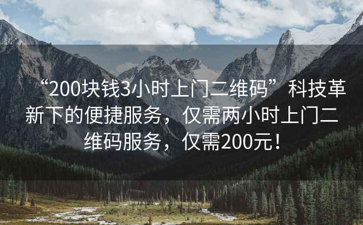 “200塊錢(qián)3小時(shí)上門(mén)二維碼”科技革新下的便捷服務(wù)，僅需兩小時(shí)上門(mén)二維碼服務(wù)，僅需200元！