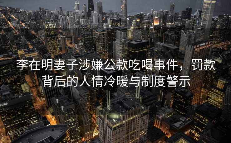 李在明妻子涉嫌公款吃喝事件，罰款背后的人情冷暖與制度警示
