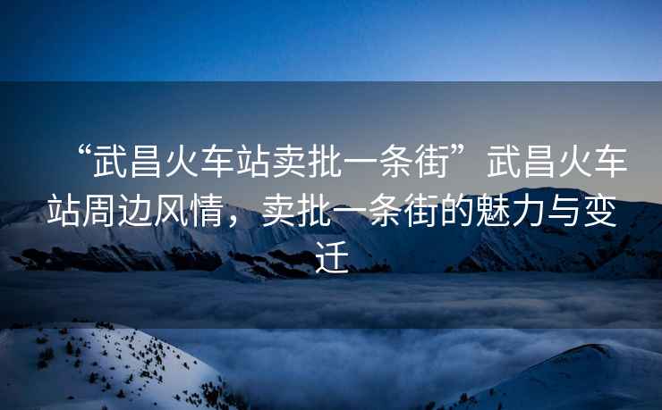“武昌火車(chē)站賣(mài)批一條街”武昌火車(chē)站周邊風(fēng)情，賣(mài)批一條街的魅力與變遷