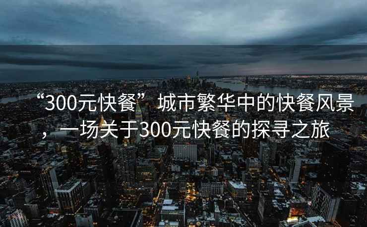 “300元快餐”城市繁華中的快餐風(fēng)景，一場(chǎng)關(guān)于300元快餐的探尋之旅
