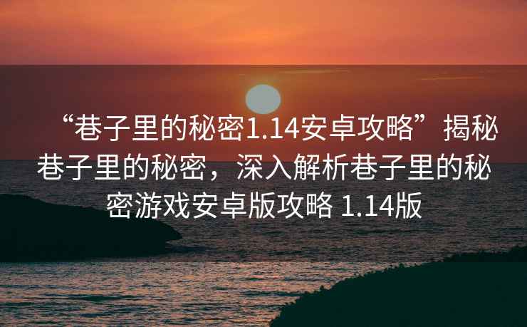 “巷子里的秘密1.14安卓攻略”揭秘巷子里的秘密，深入解析巷子里的秘密游戲安卓版攻略 1.14版