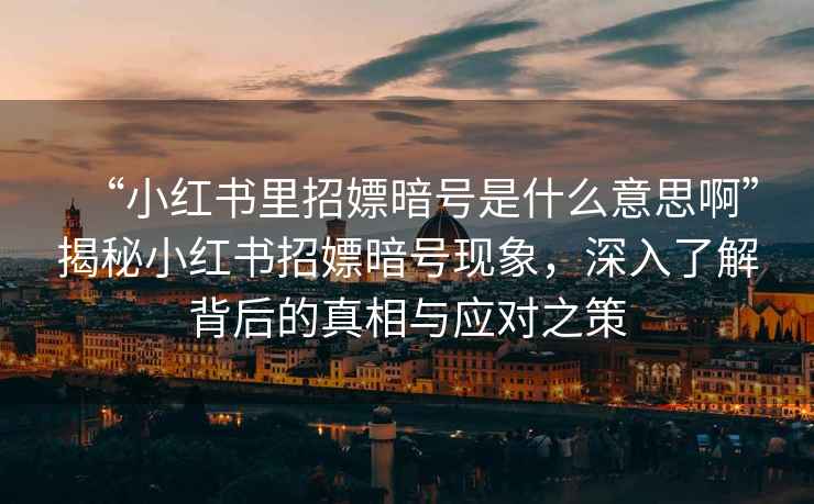 “小紅書(shū)里招嫖暗號是什么意思啊”揭秘小紅書(shū)招嫖暗號現象，深入了解背后的真相與應對之策