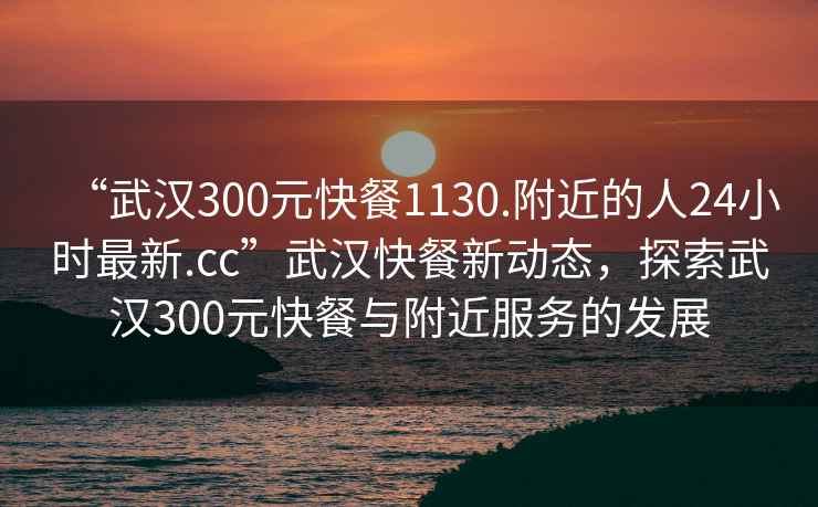 “武漢300元快餐1130.附近的人24小時(shí)最新.cc”武漢快餐新動(dòng)態(tài)，探索武漢300元快餐與附近服務(wù)的發(fā)展