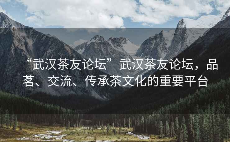 “武漢茶友論壇”武漢茶友論壇，品茗、交流、傳承茶文化的重要平臺