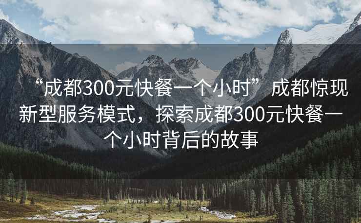 “成都300元快餐一個(gè)小時(shí)”成都驚現新型服務(wù)模式，探索成都300元快餐一個(gè)小時(shí)背后的故事