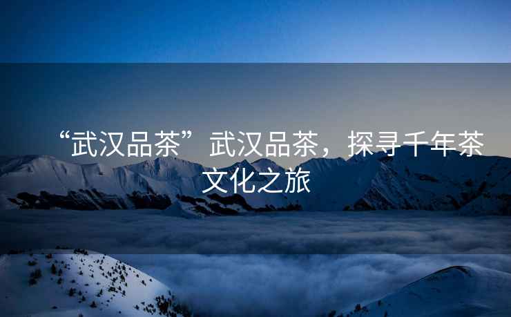 “武漢品茶”武漢品茶，探尋千年茶文化之旅