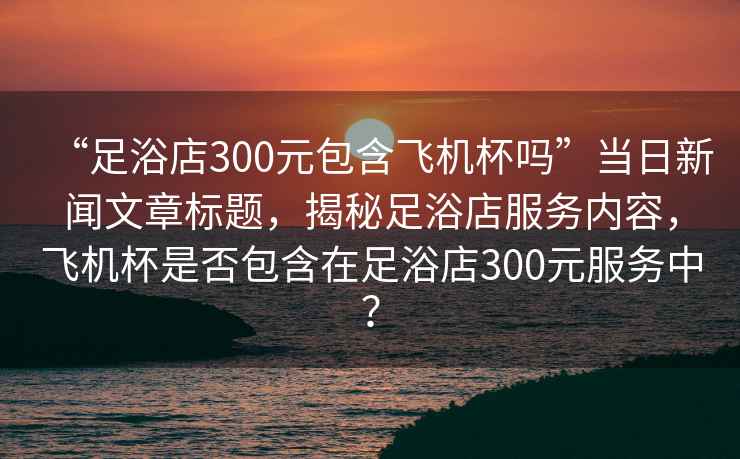 “足浴店300元包含飛機杯嗎”當日新聞文章標題，揭秘足浴店服務(wù)內容，飛機杯是否包含在足浴店300元服務(wù)中？