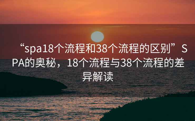 “spa18個(gè)流程和38個(gè)流程的區別”SPA的奧秘，18個(gè)流程與38個(gè)流程的差異解讀
