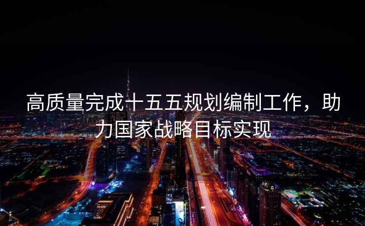 高質(zhì)量完成十五五規劃編制工作，助力國家戰略目標實(shí)現