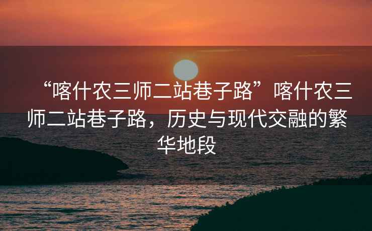 “喀什農三師二站巷子路”喀什農三師二站巷子路，歷史與現代交融的繁華地段