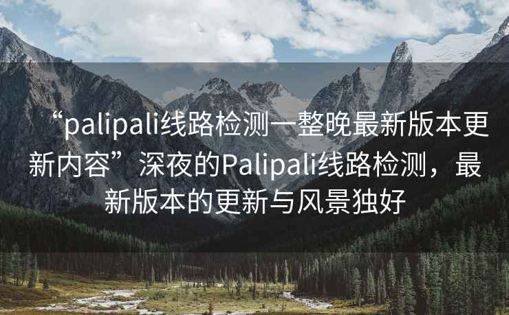 “palipali線(xiàn)路檢測一整晚最新版本更新內容”深夜的Palipali線(xiàn)路檢測，最新版本的更新與風(fēng)景獨好