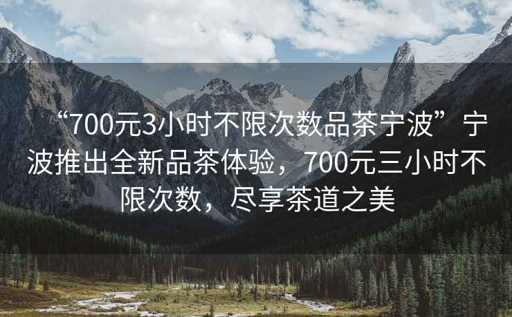“700元3小時(shí)不限次數品茶寧波”寧波推出全新品茶體驗，700元三小時(shí)不限次數，盡享茶道之美