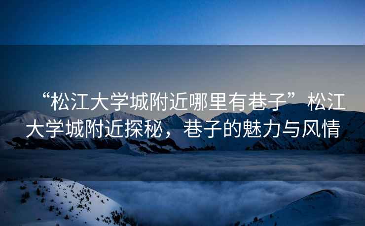 “松江大學(xué)城附近哪里有巷子”松江大學(xué)城附近探秘，巷子的魅力與風(fēng)情