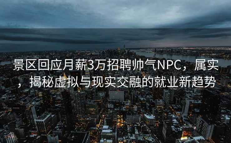 景區回應月薪3萬(wàn)招聘帥氣NPC，屬實(shí)，揭秘虛擬與現實(shí)交融的就業(yè)新趨勢