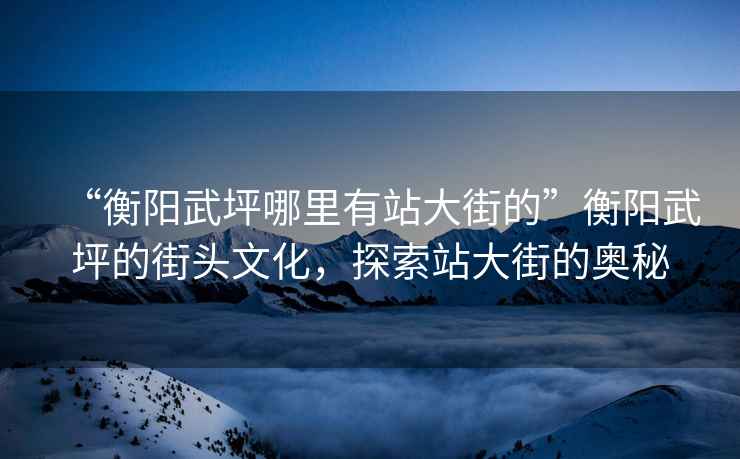 “衡陽(yáng)武坪哪里有站大街的”衡陽(yáng)武坪的街頭文化，探索站大街的奧秘