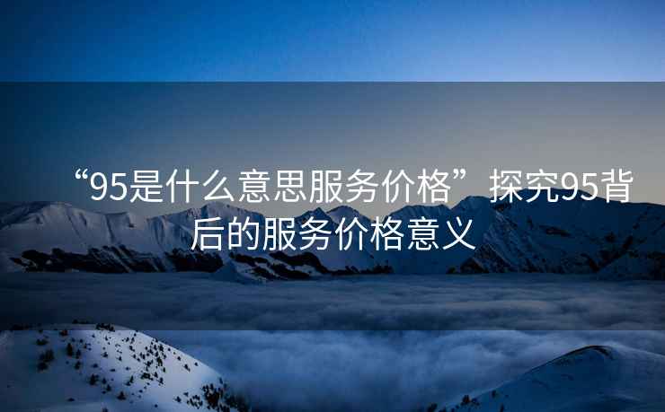 “95是什么意思服務(wù)價(jià)格”探究95背后的服務(wù)價(jià)格意義