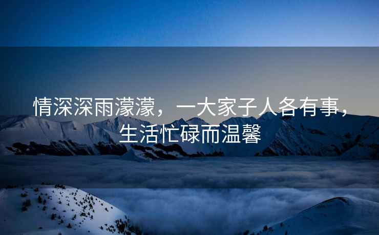 情深深雨濛濛，一大家子人各有事，生活忙碌而溫馨