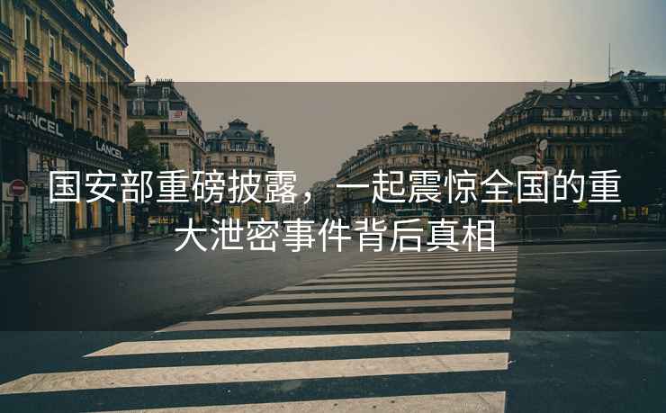 國安部重磅披露，一起震驚全國的重大泄密事件背后真相