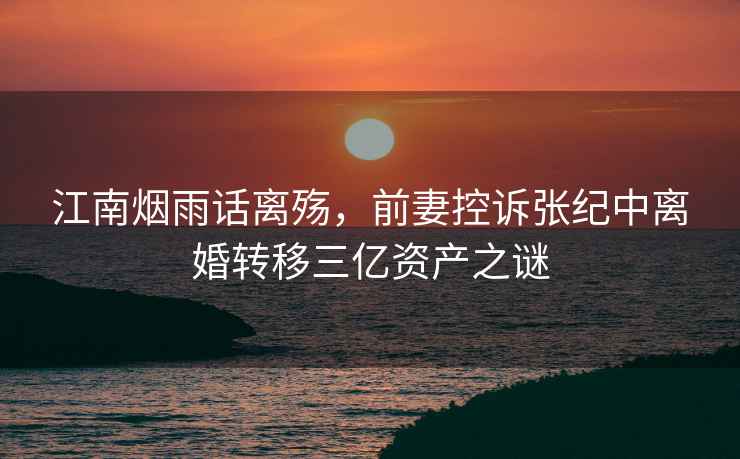江南煙雨話(huà)離殤，前妻控訴張紀中離婚轉移三億資產(chǎn)之謎