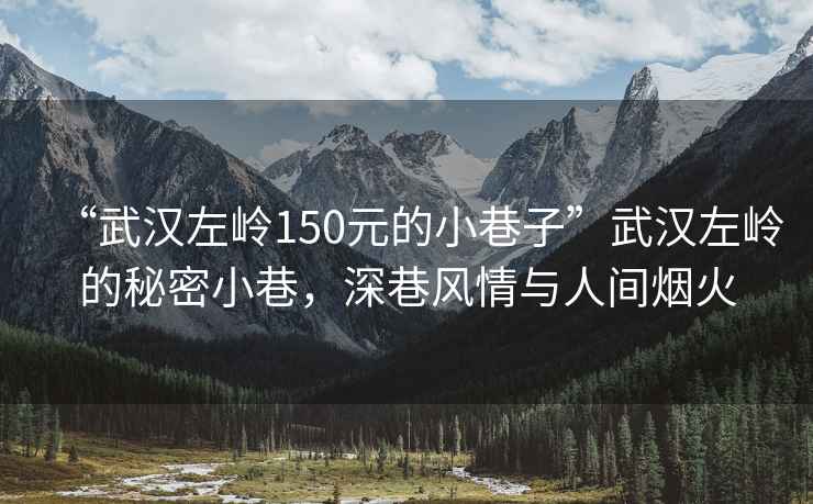 “武漢左嶺150元的小巷子”武漢左嶺的秘密小巷，深巷風(fēng)情與人間煙火