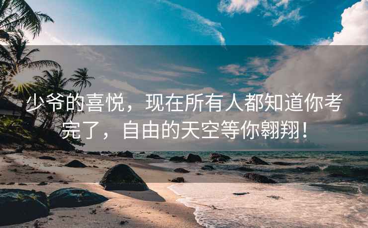 少爺的喜悅，現在所有人都知道你考完了，自由的天空等你翱翔！