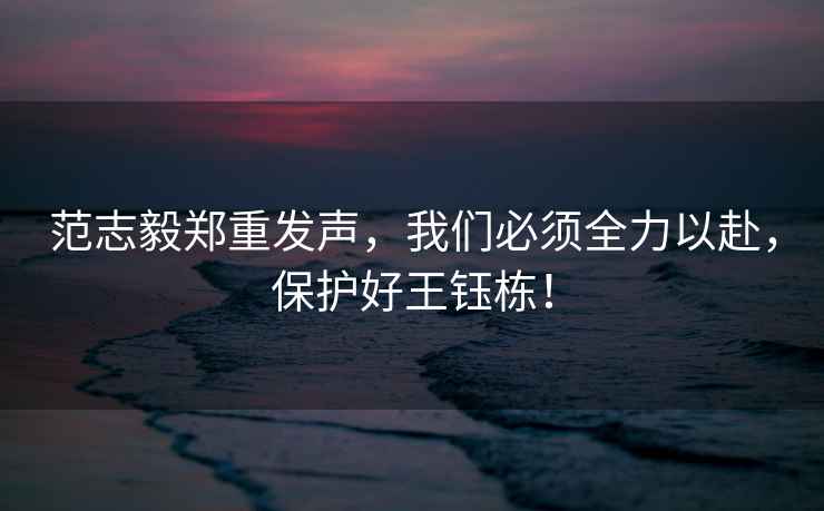 范志毅鄭重發(fā)聲，我們必須全力以赴，保護好王鈺棟！