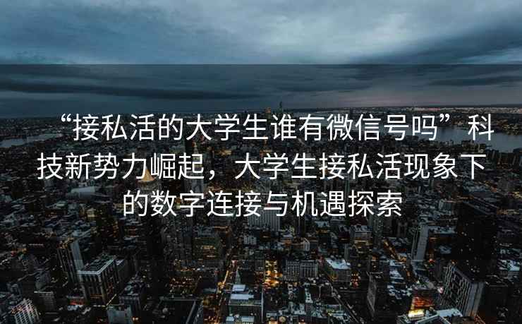 “接私活的大學(xué)生誰(shuí)有微信號嗎”科技新勢力崛起，大學(xué)生接私活現象下的數字連接與機遇探索