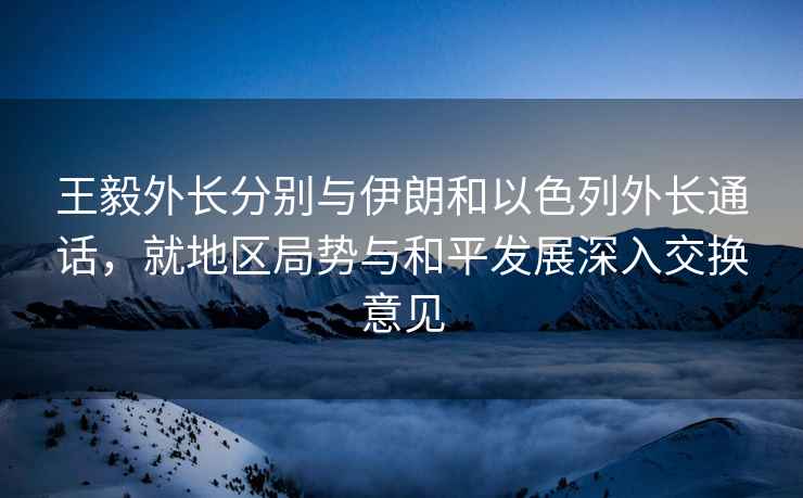 王毅外長(cháng)分別與伊朗和以色列外長(cháng)通話(huà)，就地區局勢與和平發(fā)展深入交換意見(jiàn)