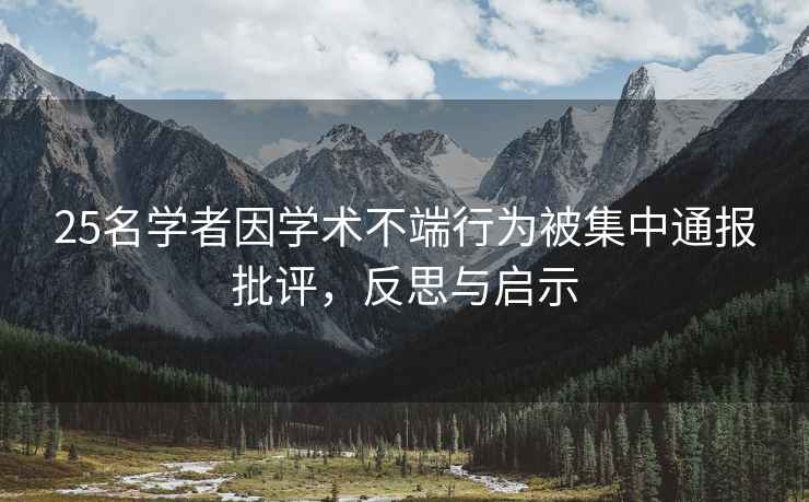 25名學(xué)者因學(xué)術(shù)不端行為被集中通報批評，反思與啟示
